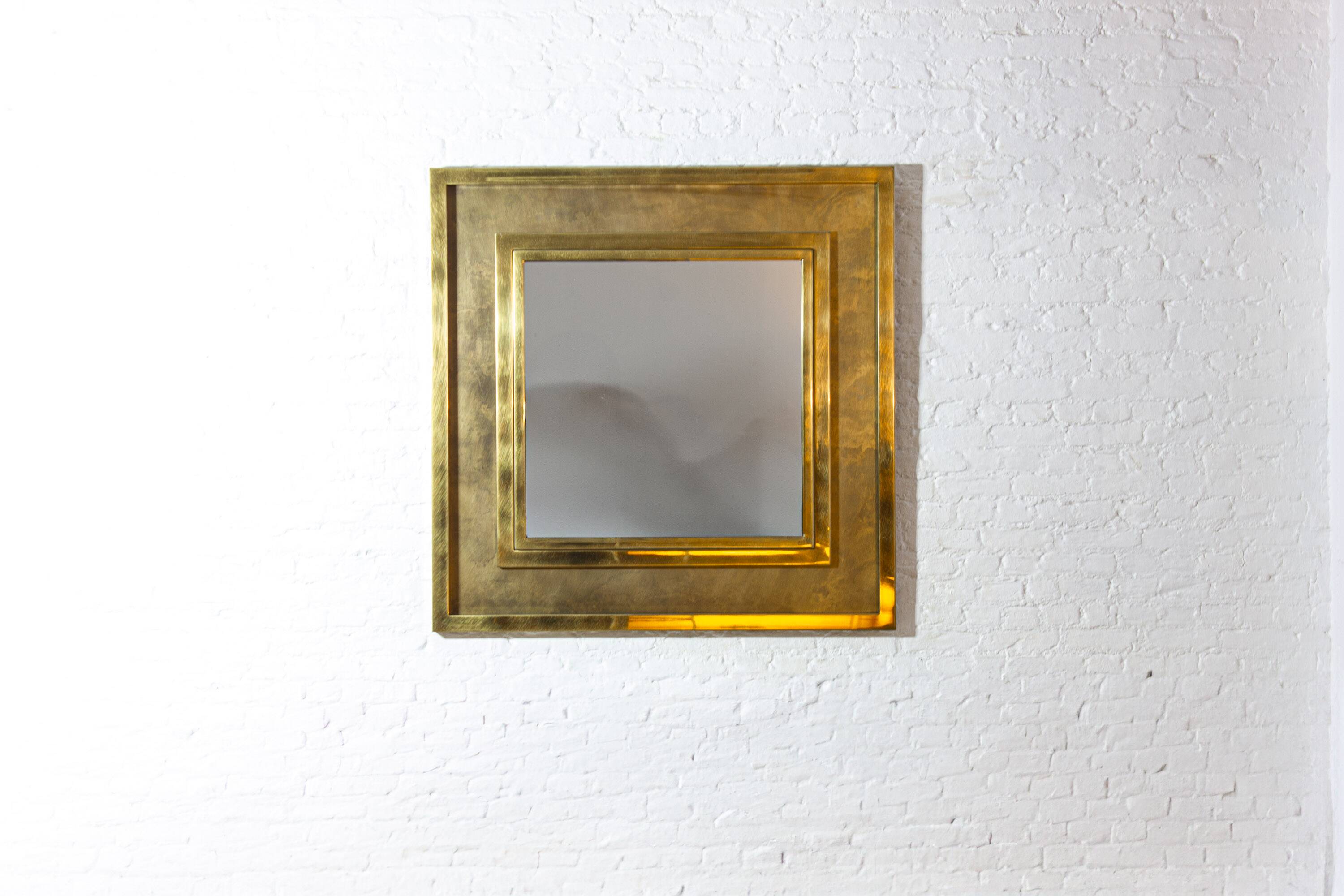 Large brass etched Regency mirror by Belgochrom, 1970s