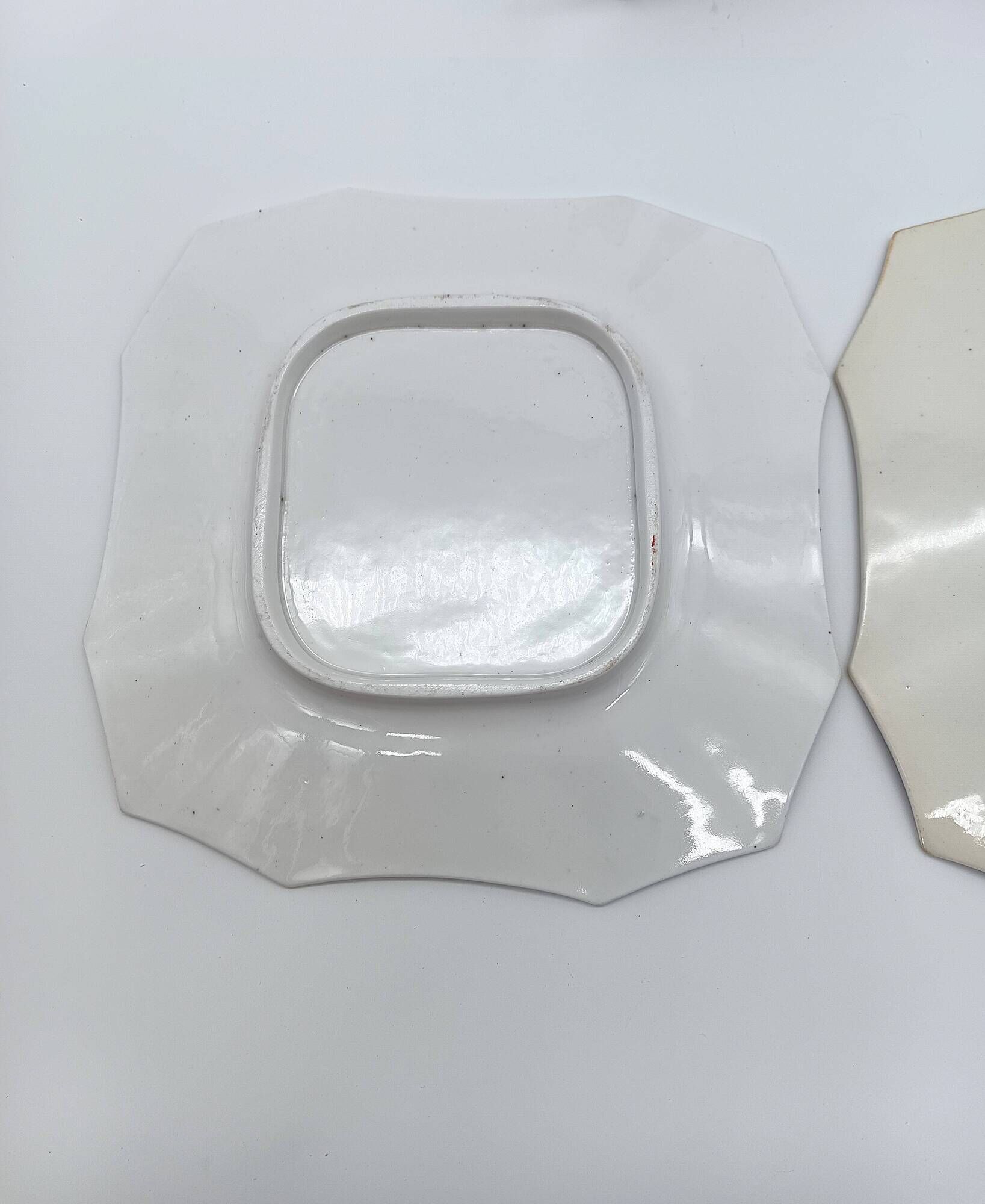 Pair of Square Plates Porcelain from Paris Cobalt and Gold Empire Style