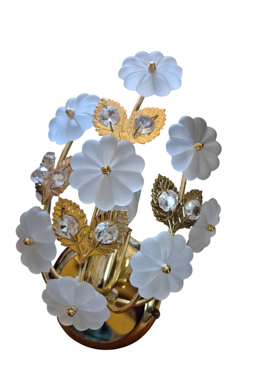 Pair of Banci Florence gold metal and crystal flower wall sconces