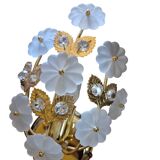 Pair of Banci Florence gold metal and crystal flower wall sconces