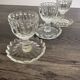 Set of 3 Vintage Glass Egg Cups in Diamond Point Style
