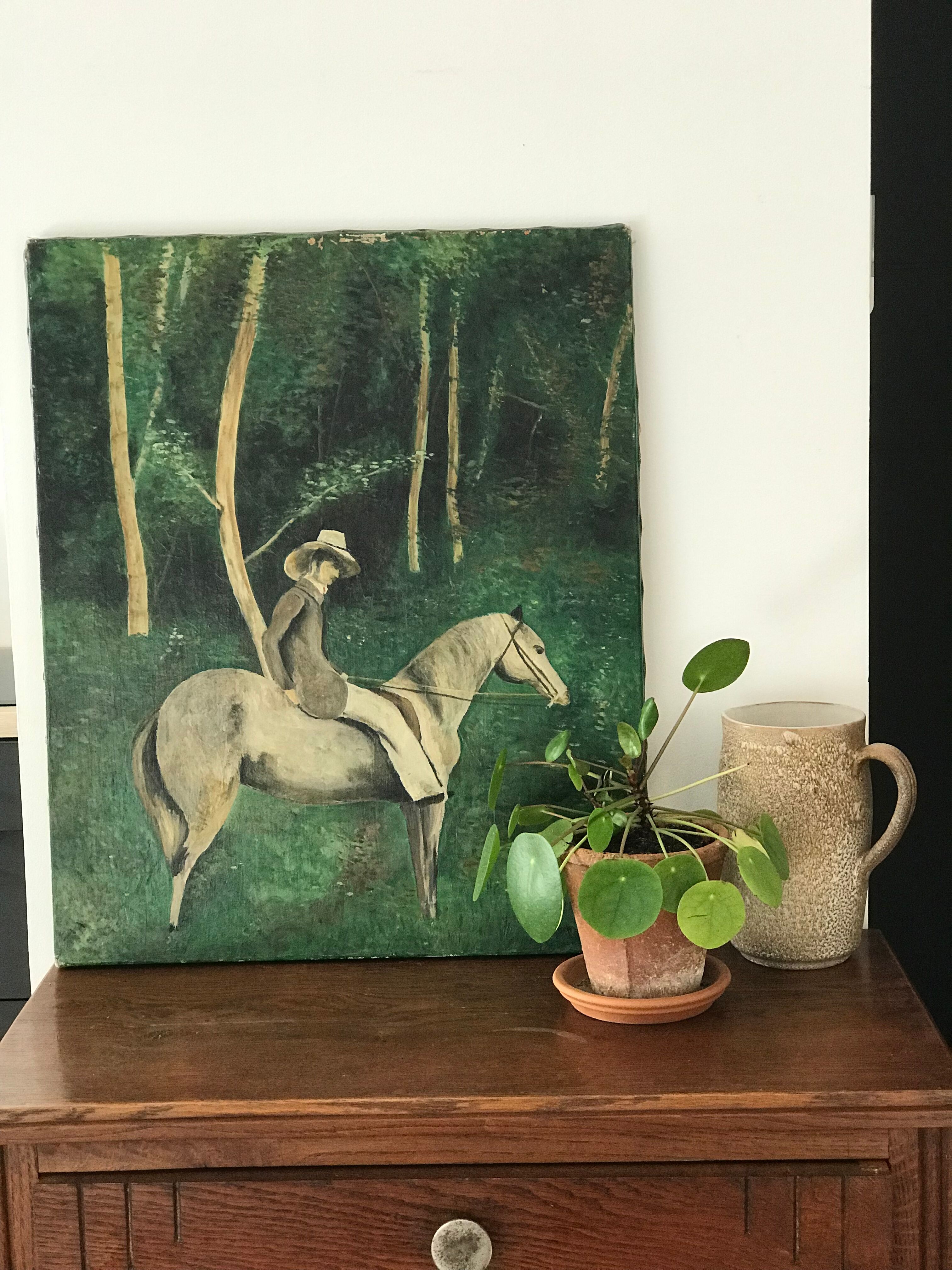 Table oil on canvas "the horse rider"