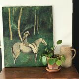 Table oil on canvas "the horse rider"