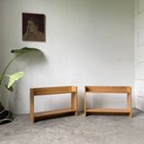 Lot of two Sornay beech shelves