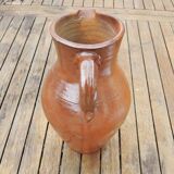 Old Large Jug in Brown Glazed Stoneware H 29 cm