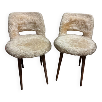 Paire de chaises moumoute