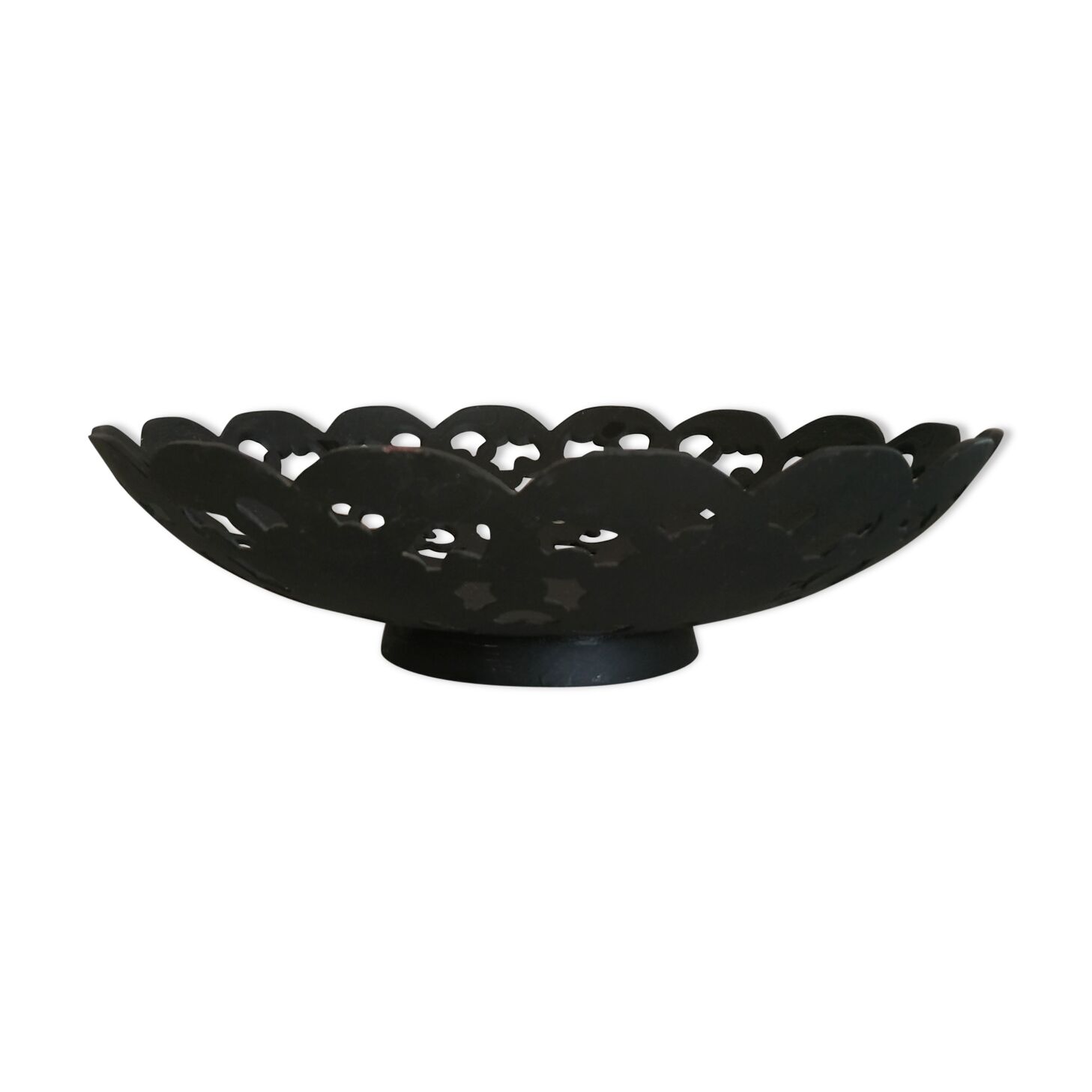 Old black metal tray