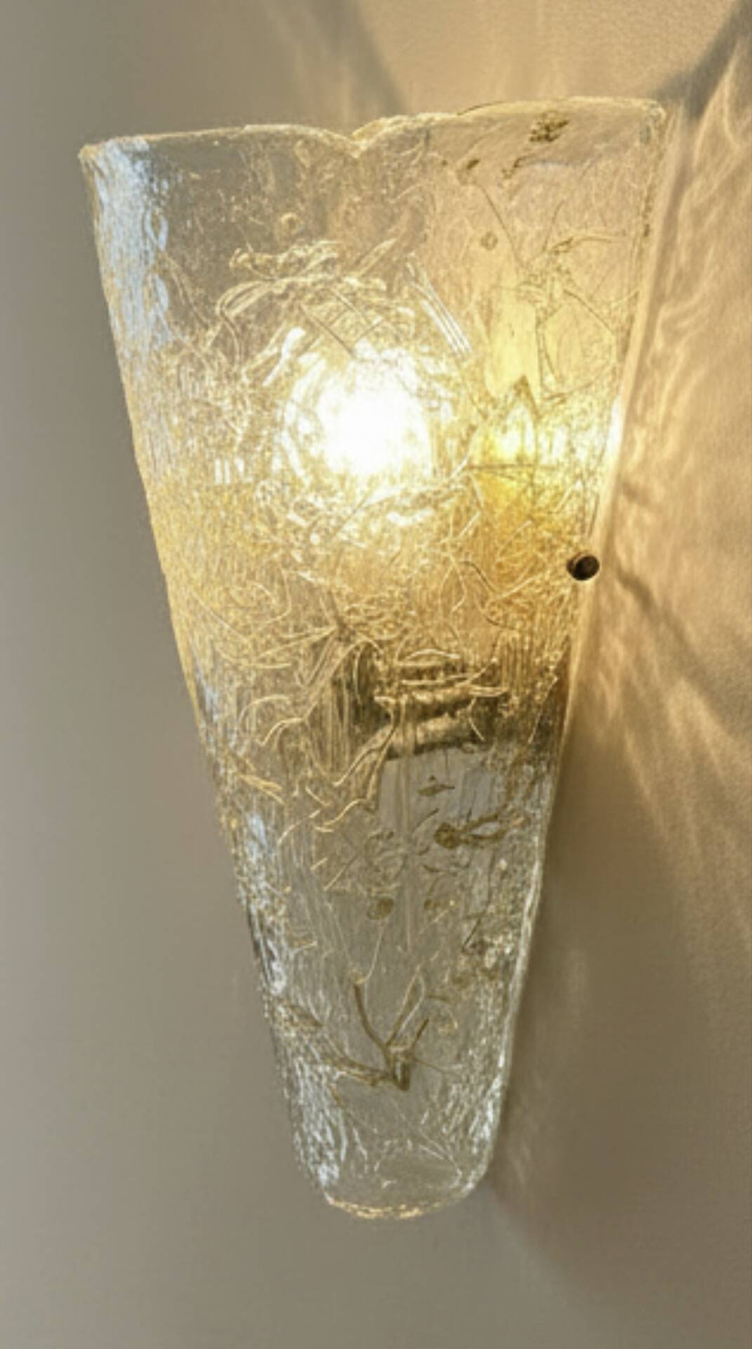 Large Single a Murano Glass Ice Sconce