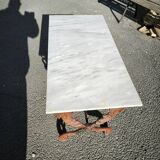Cast iron and marble swan neck coffee table