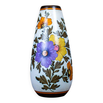 Vase en céramique à motifs floraux, années 1950