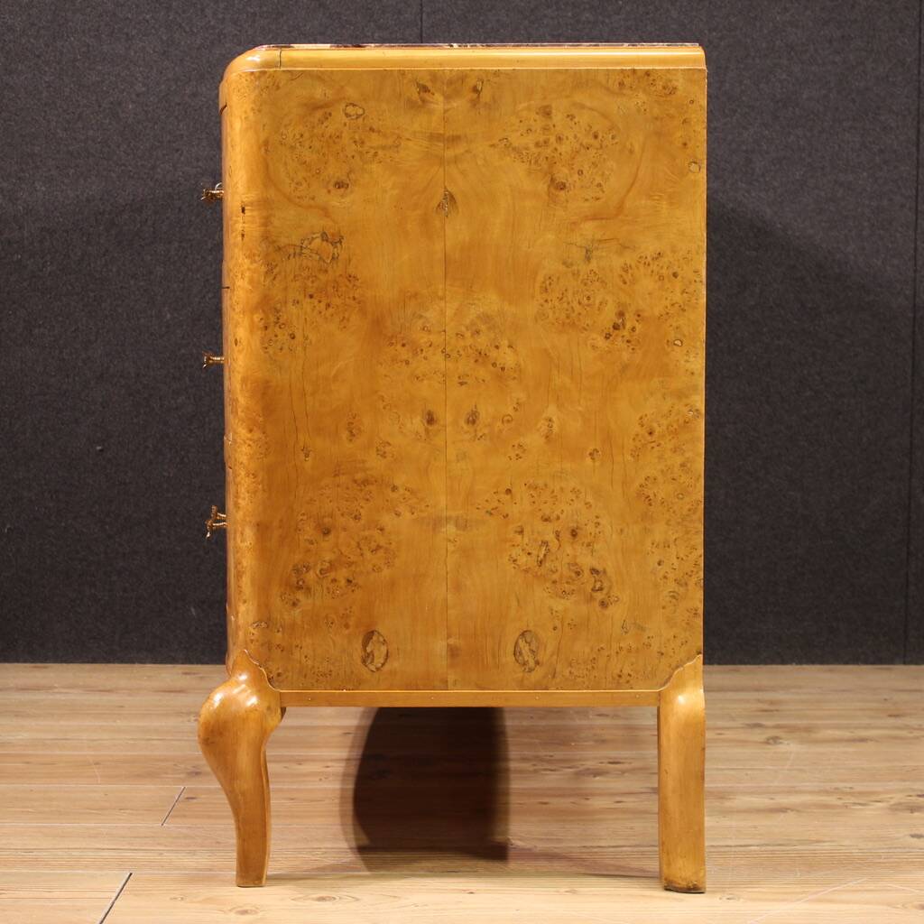Commode en bouleau du XXe siècle avec plateau en marbre