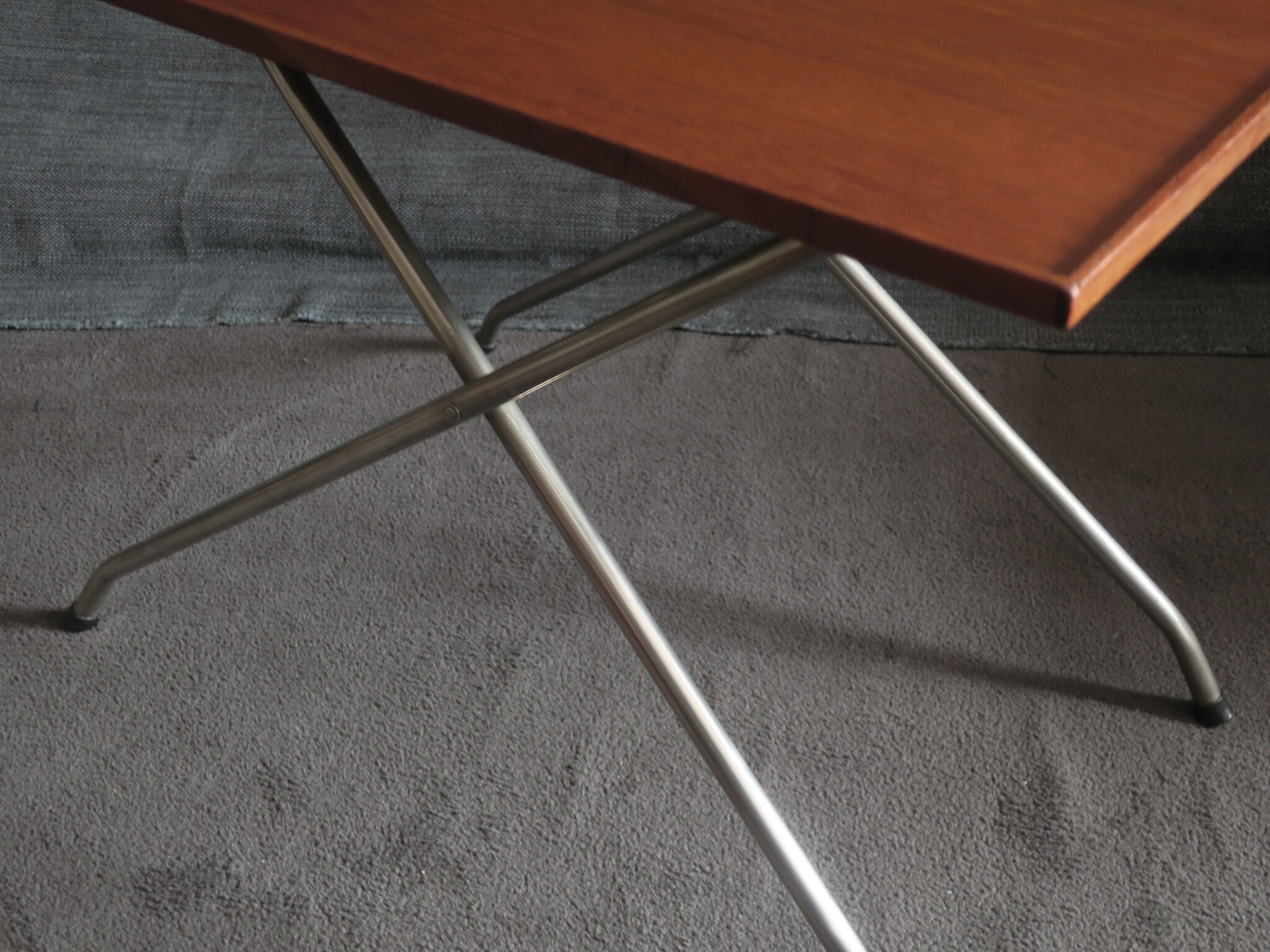 Danish teak and aluminium adjustable wine table, 1960s