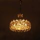 1970s Palwa Chandelier, gold plate and faceted crystals