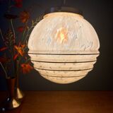 Vintage art deco globe pendant light in yellow and gold Clichy glass