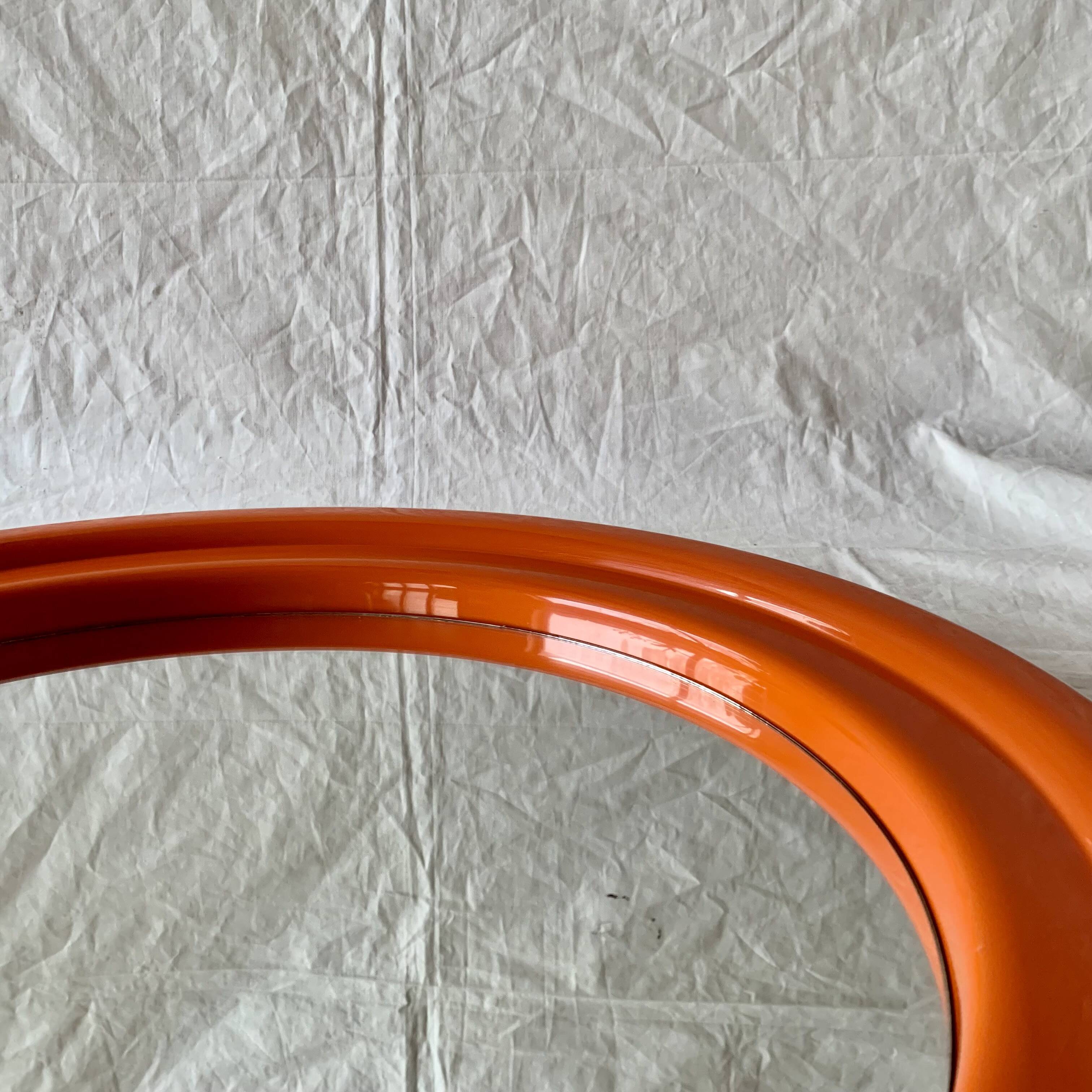 Vintage round orange plastic mirror Cattaneo - Space Age Design