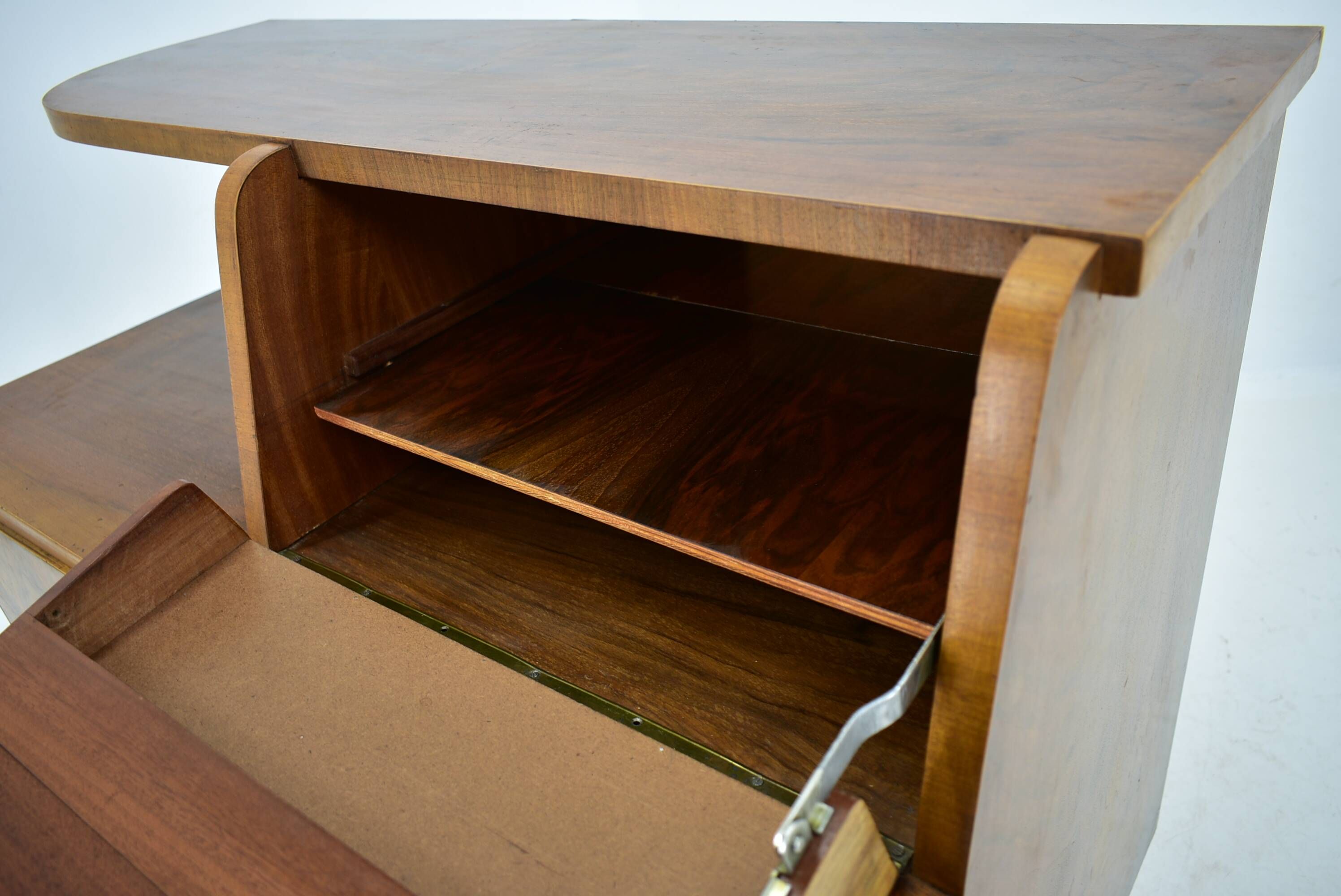 Art Deco cabinet from 1940 made of walnut for UP Závody, Czechoslovakia.