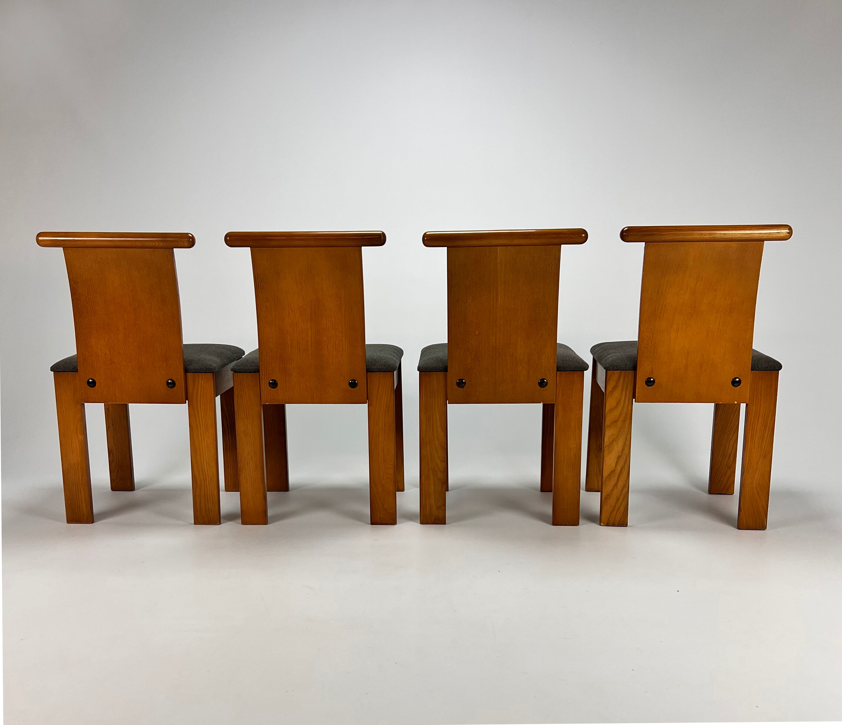 Set of 4 Italian Design Birchwood Dining Chairs, 1970s