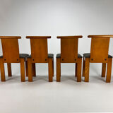 Set of 4 Italian Design Birchwood Dining Chairs, 1970s