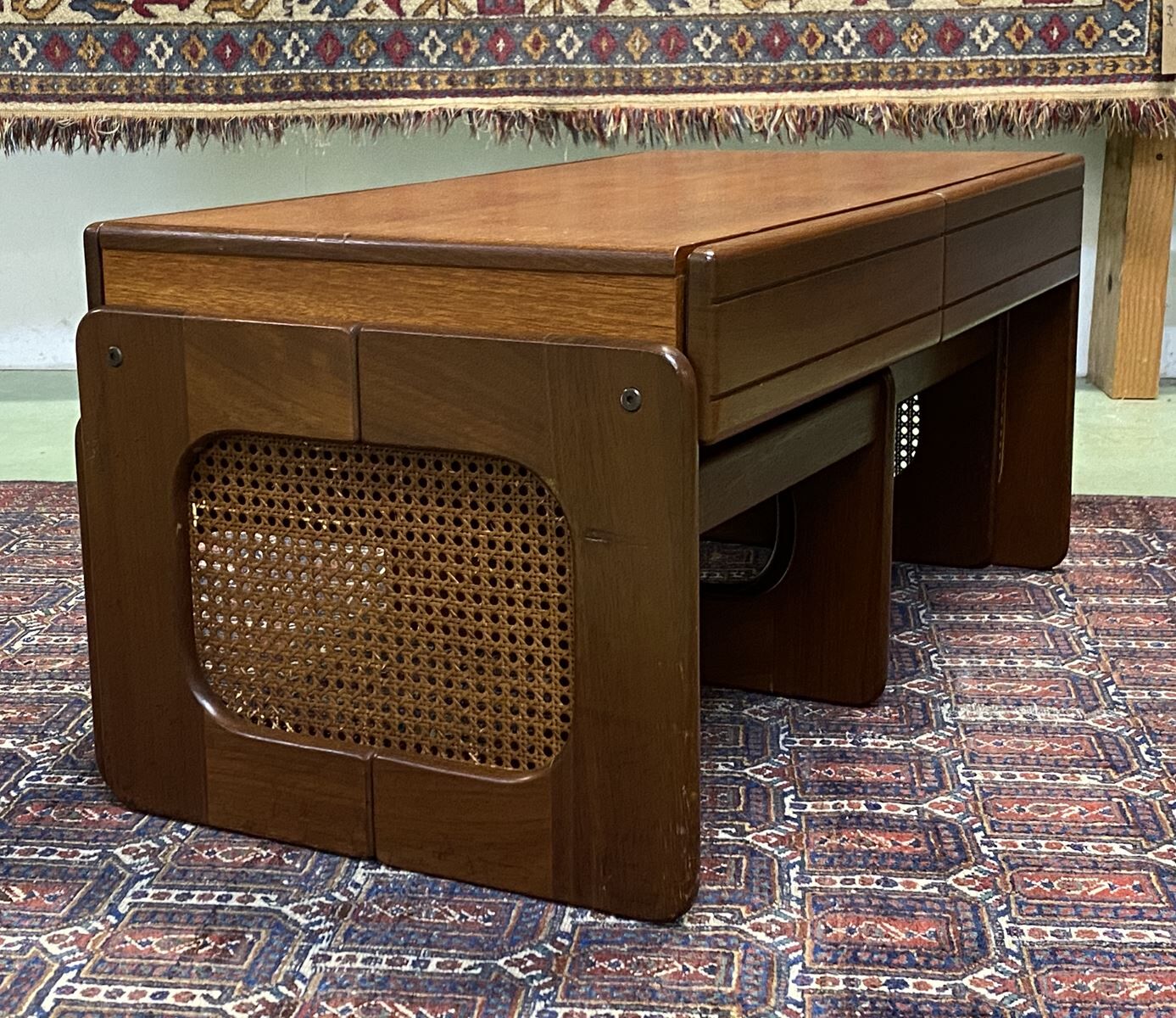 Coffee table with 2 tables in teak - 70s