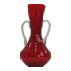 Vintage red glass vase with handles – Murano style – 1970s – Decorated