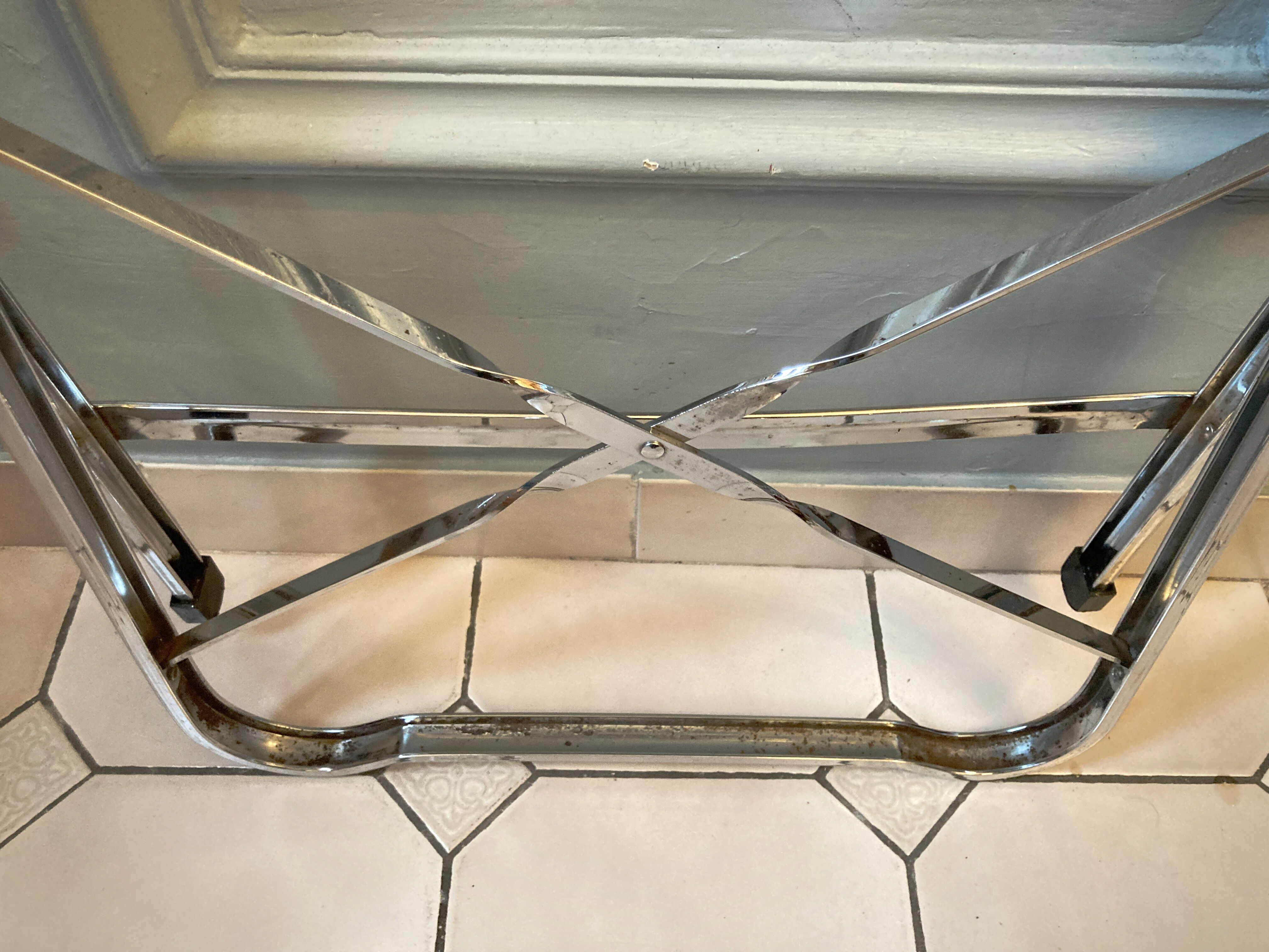 4 vintage folding chairs in chrome