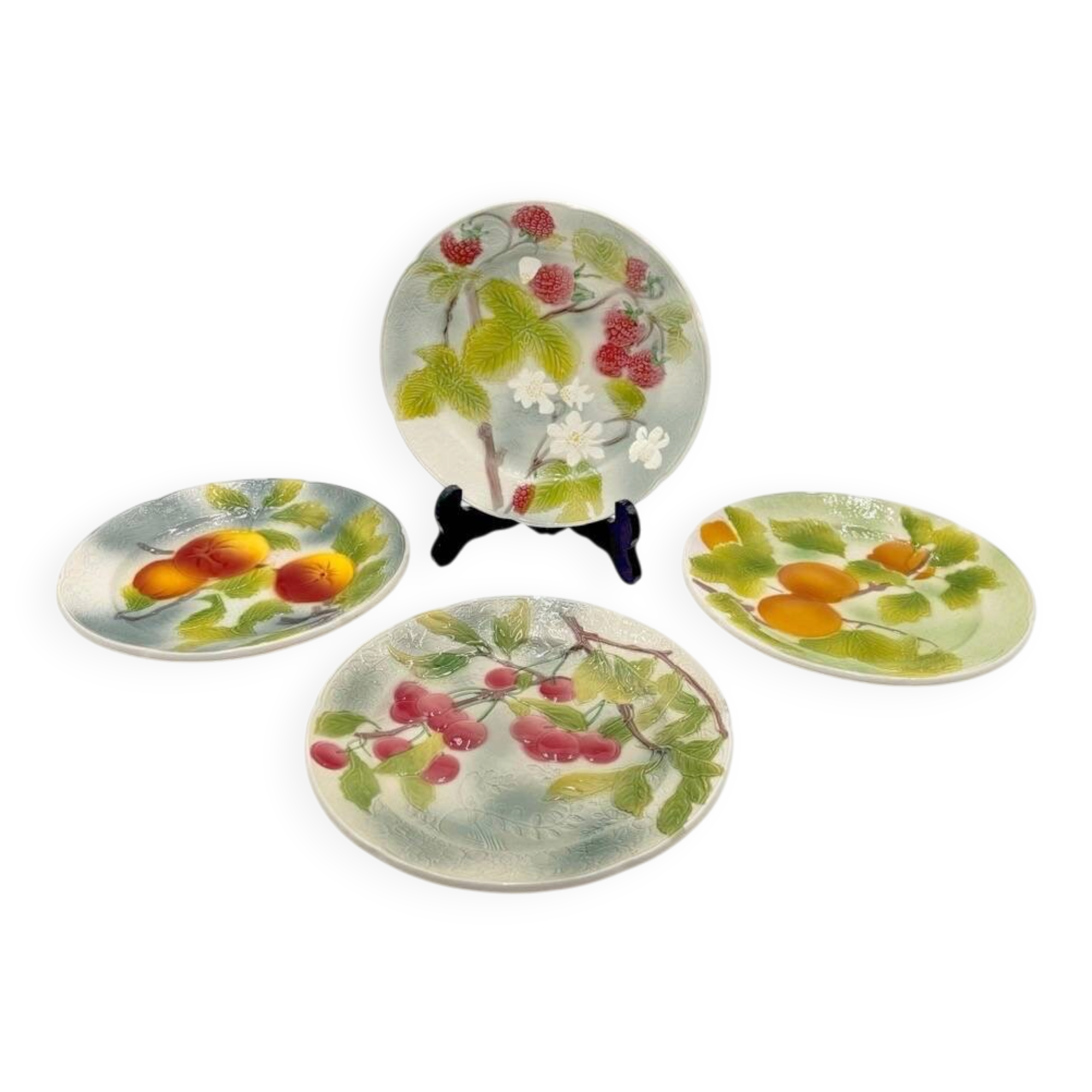 Saint-Clément "Orchard" Mid-Century Barbotine Plates