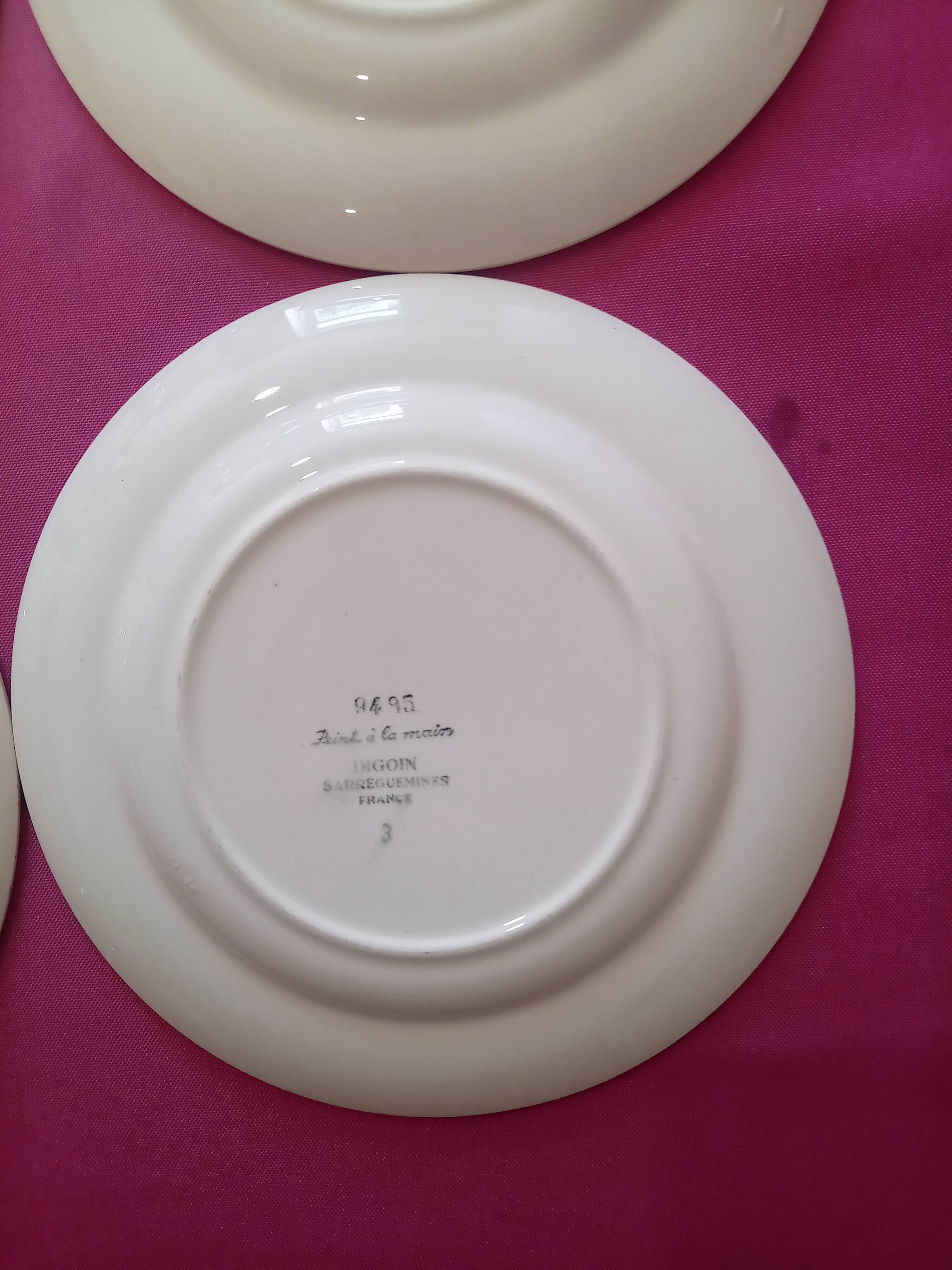Set of 5 Digoin Sarreguemines dessert plates