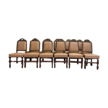 Set of 11 Louis XIII - Renaissance style chairs