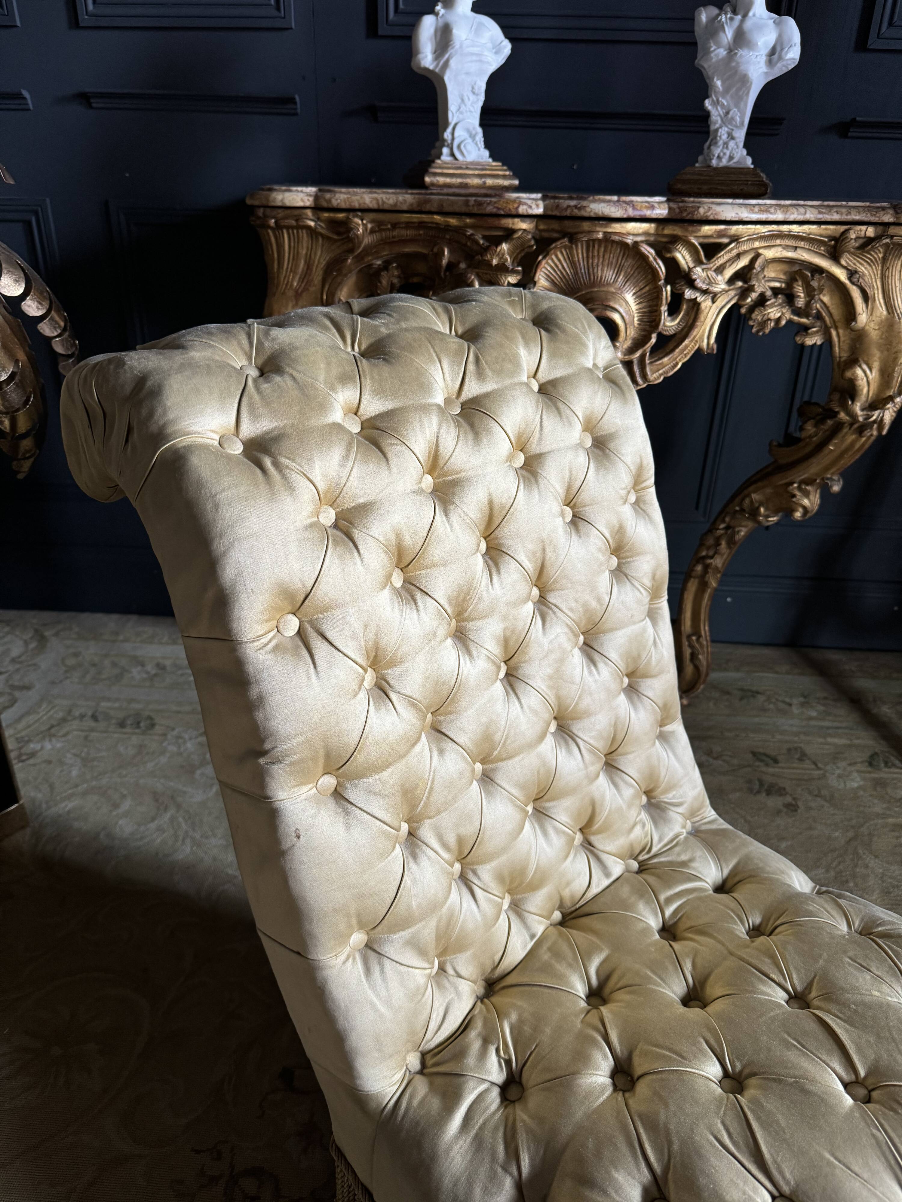 Napoleon III period armchair in yellow upholstered fabric - 19th century