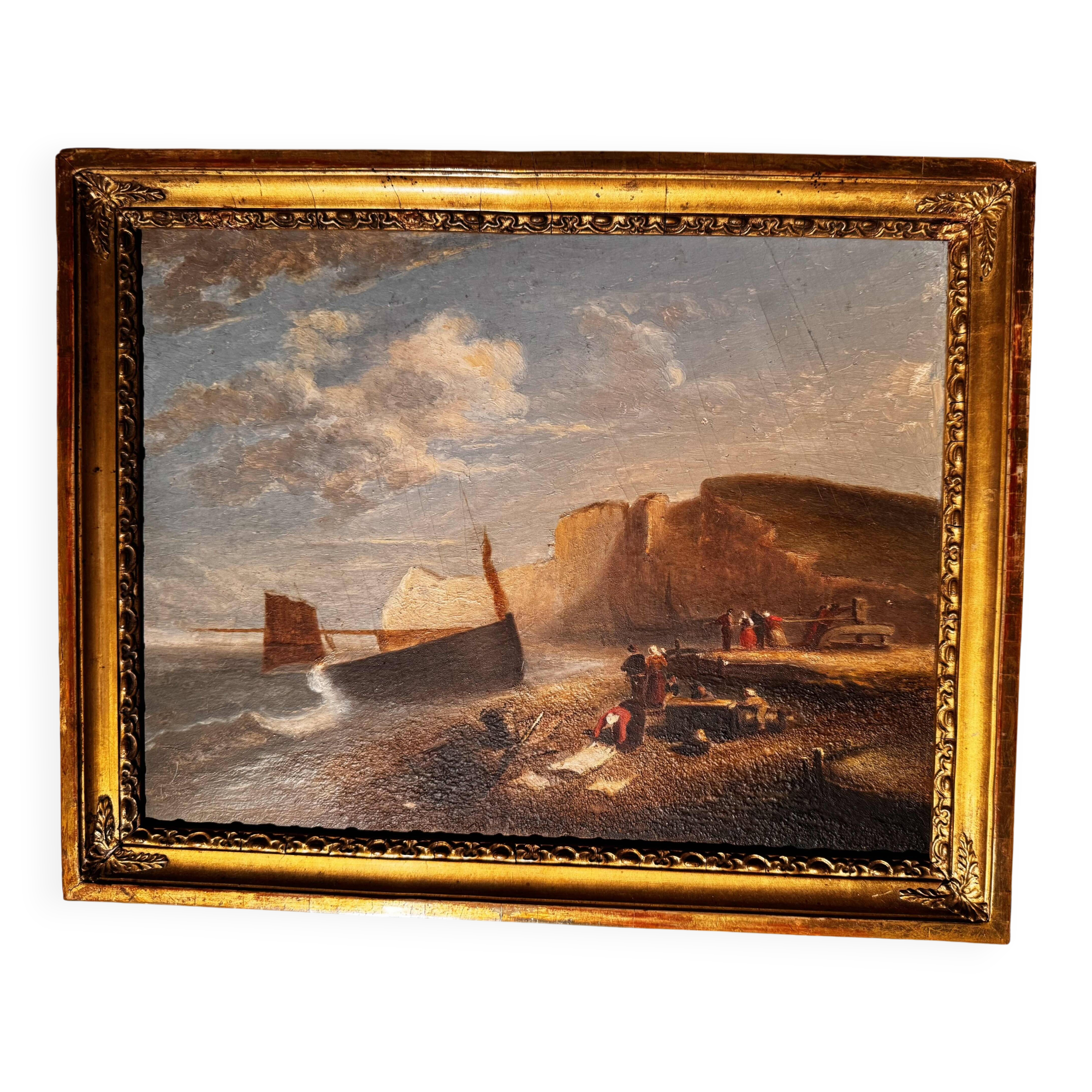 Falaise d'Amont à Etretat vers 1855