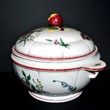 Antique hand-painted earthenware tureen from Vieux Strasbourg Sarreguemines