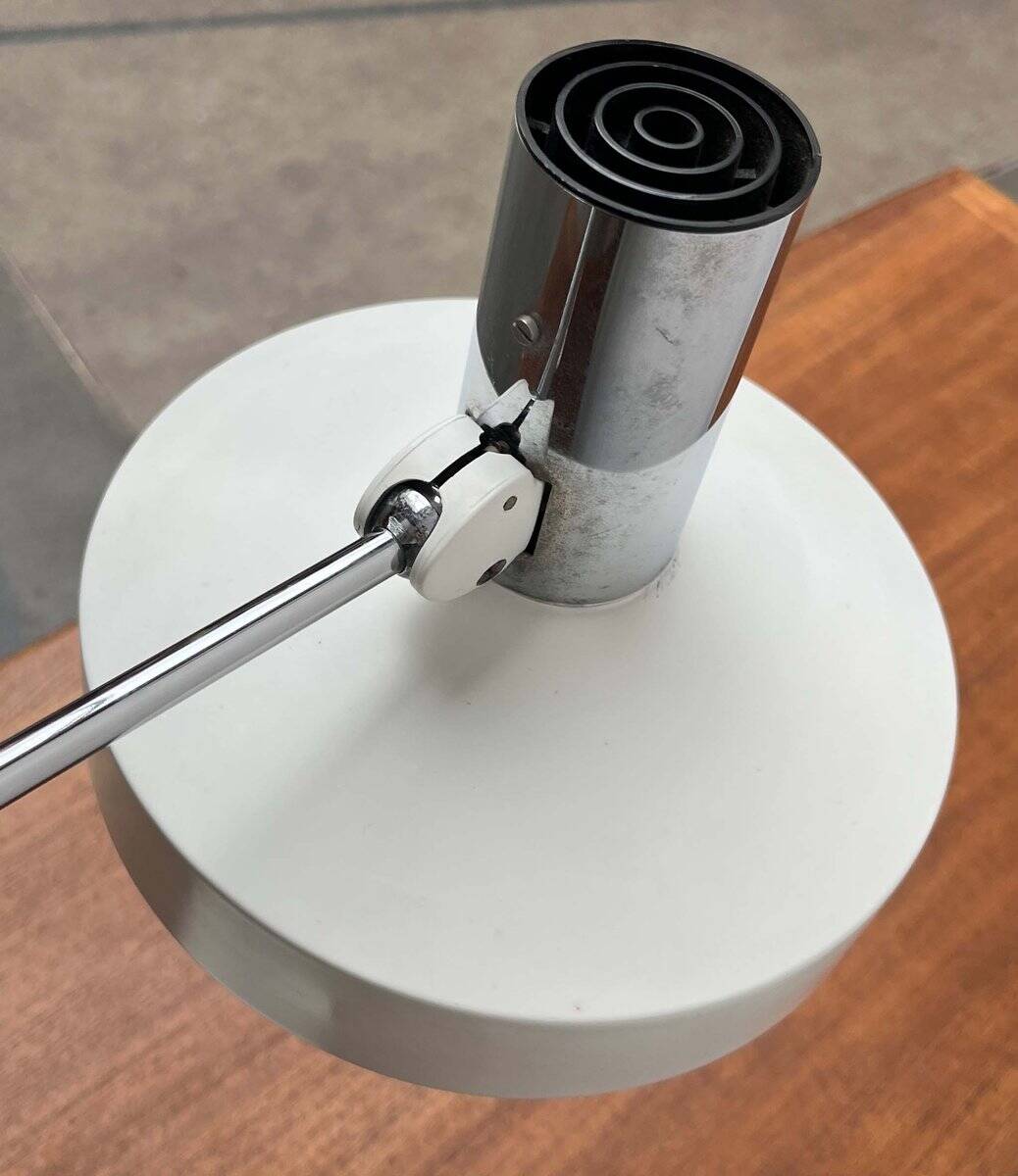 Mid-Century Modern German Minimalist White and Chrome Table Lamp from Kaiser Leuchten, 1960s