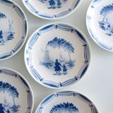 6 antique French dessert plates, Moulin des Loups, 4067
