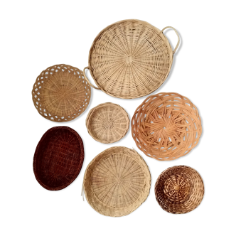 Composition of Vintage rattan baskets