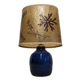 Indigo blue glazed stoneware lamp and resin, France circa 1960.