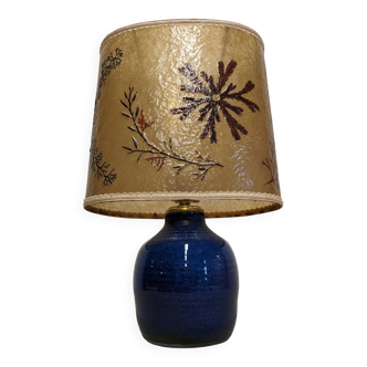 Indigo blue glazed stoneware lamp and resin, France circa 1960.