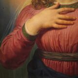 19th century panel painting, Virgin Mary in contemplation