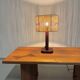 Lampe de table vintage en pin et teck avec nouvel abat-jour, années 70.