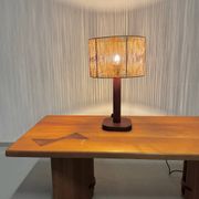Lampe de table vintage en pin et teck avec nouvel abat-jour, années 70.