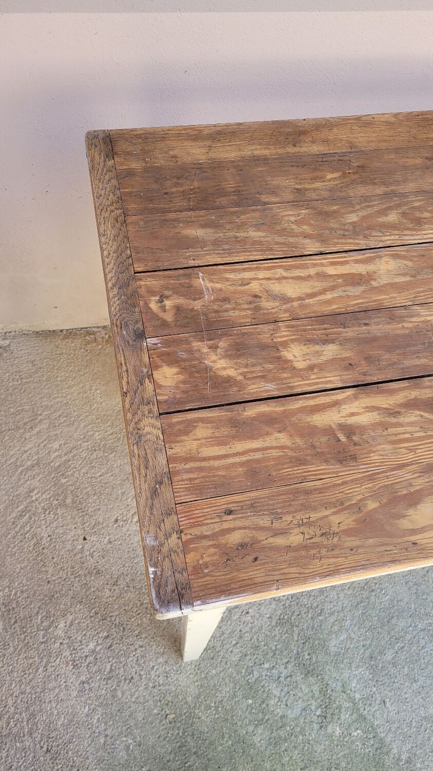 Table de ferme cuisine rustique ancienne -1m30