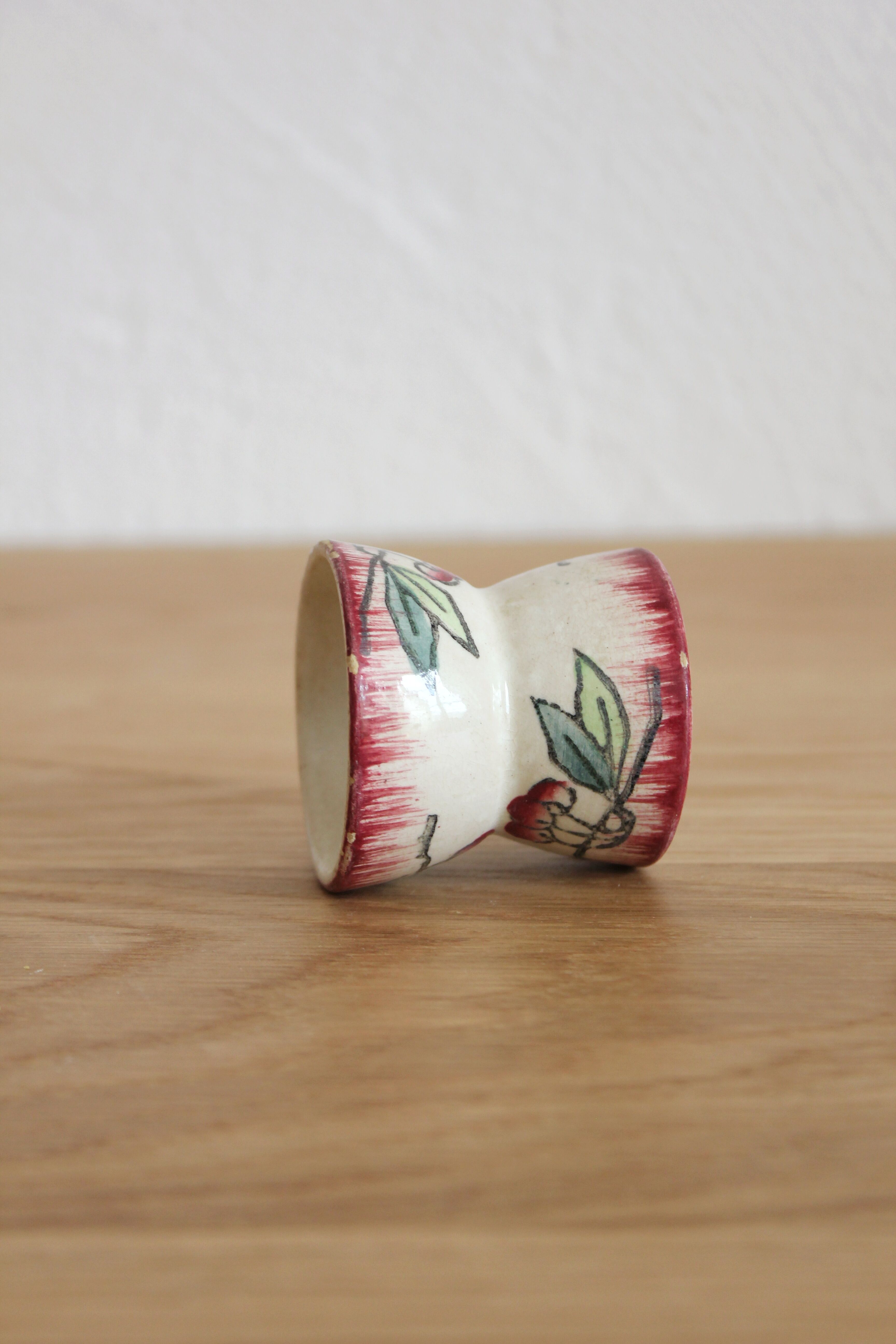 Old diabolo egg cup in Longwy iron clay