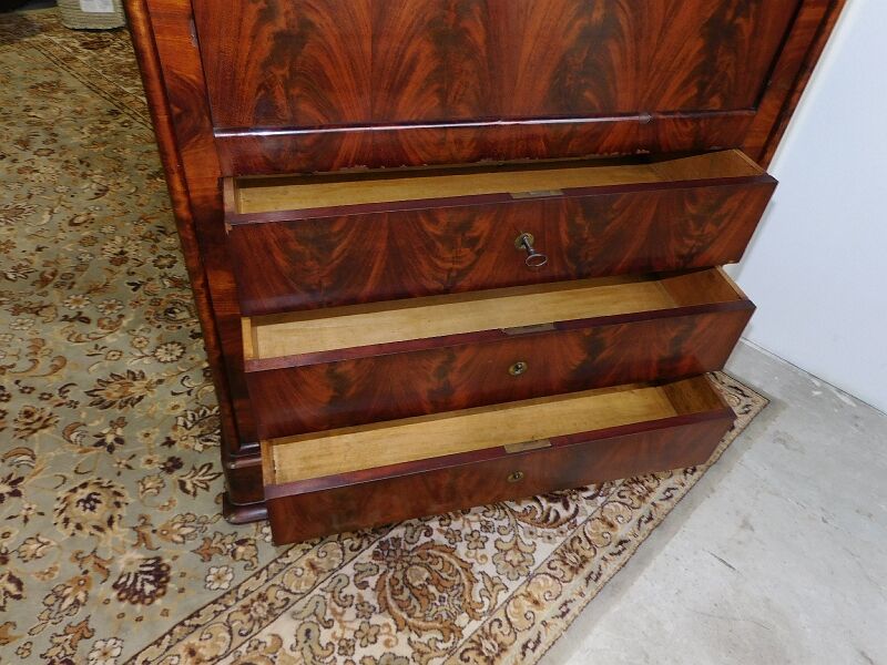 Secretaire louis philippe en acajou plateau marbre du xix ème siecle