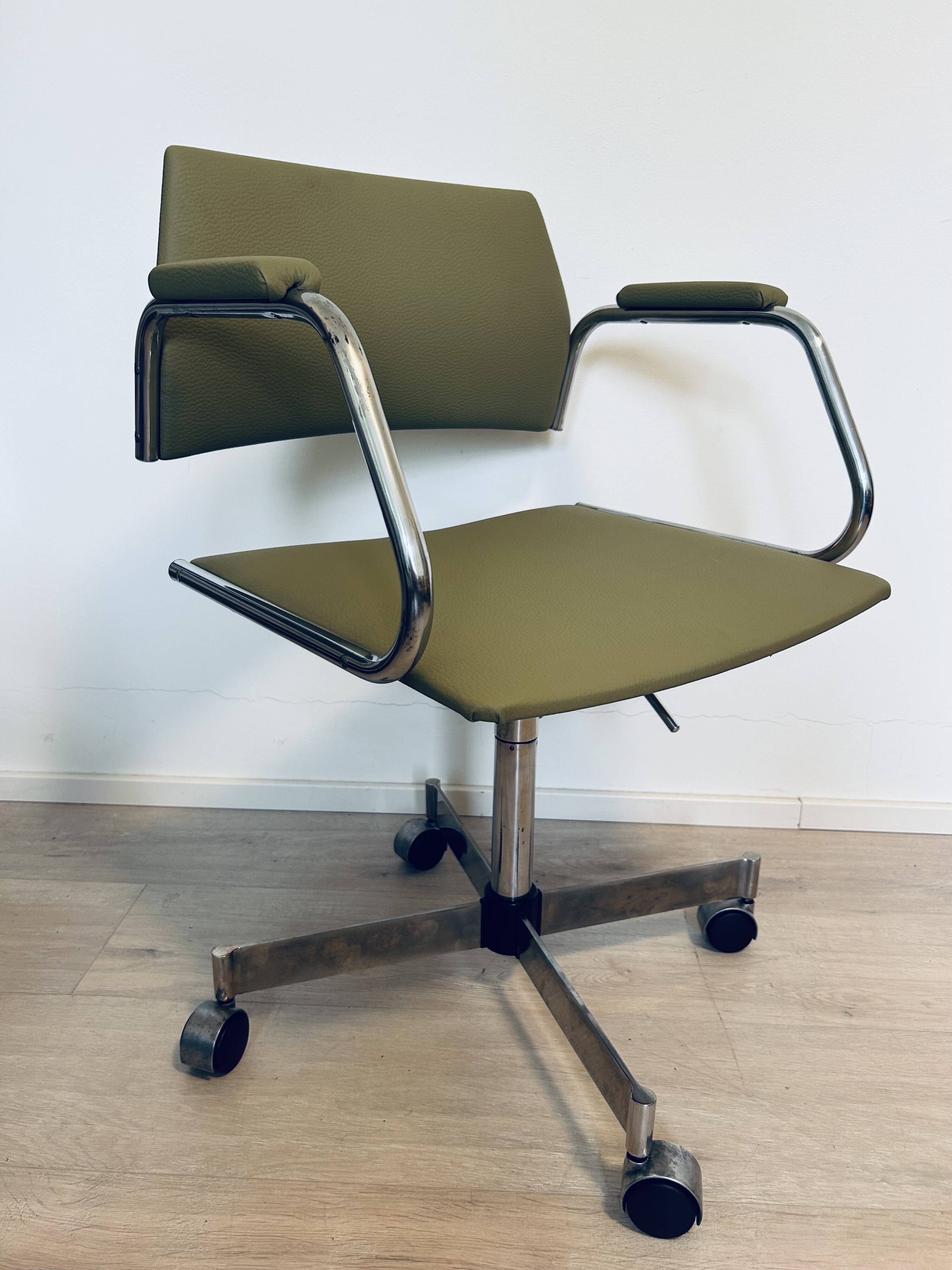 Vintage Light Olive Office Arm Chair by Kovona from Czechoslovakia 1970’s