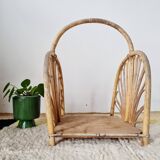 Magazine rack, vintage rattan storage