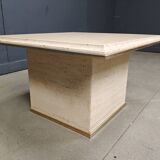 Vintage travertine and brass coffee table by Fedam, 1970s