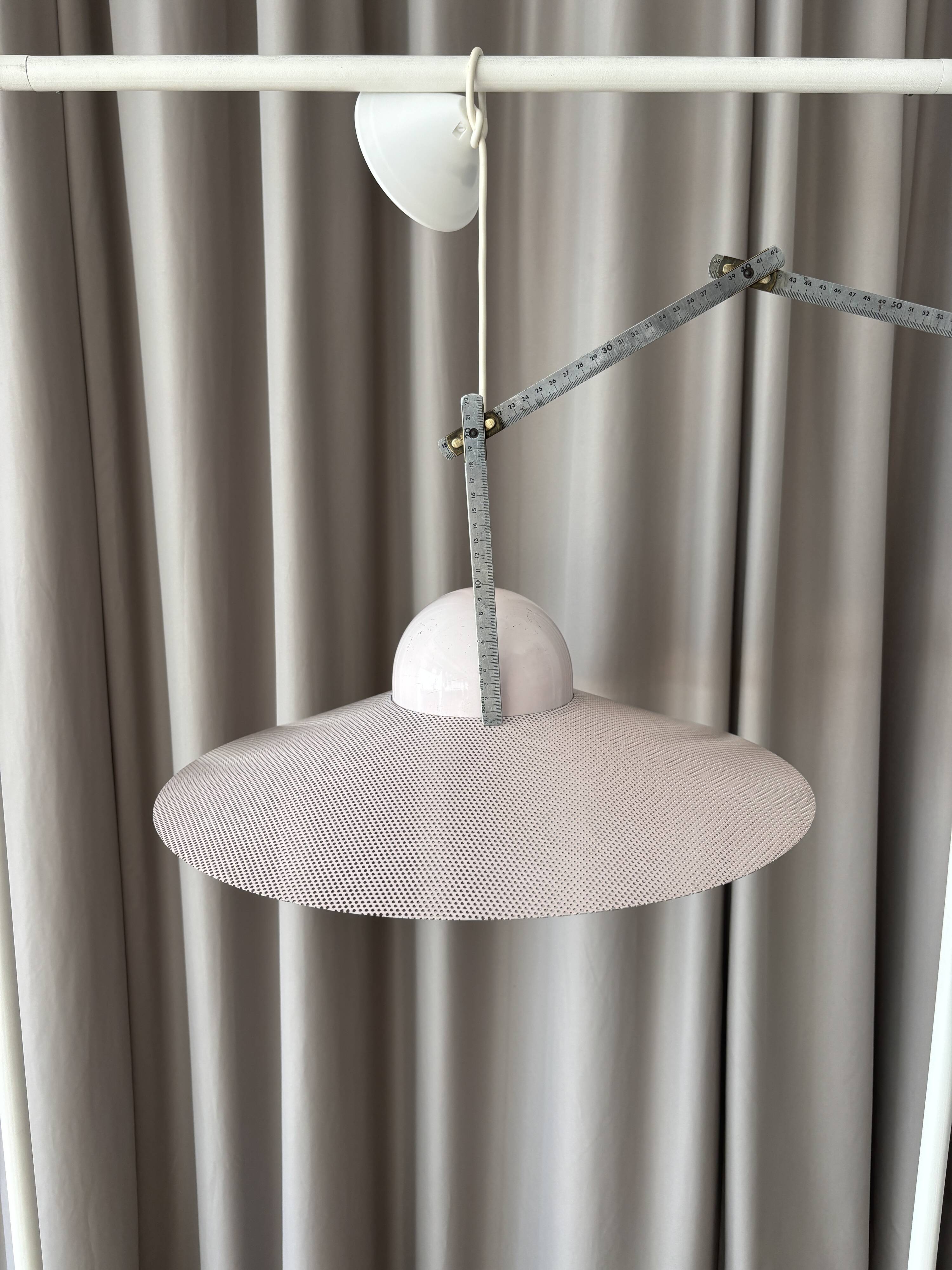 Vintage IKEA LYRIK Pendant Lamp | Soft Pink Perforated Metal | 1984 Scandin