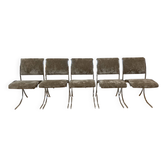 Set of 5 chrome chairs by Boris Tabacoff for Maison Christophe, circa 1900