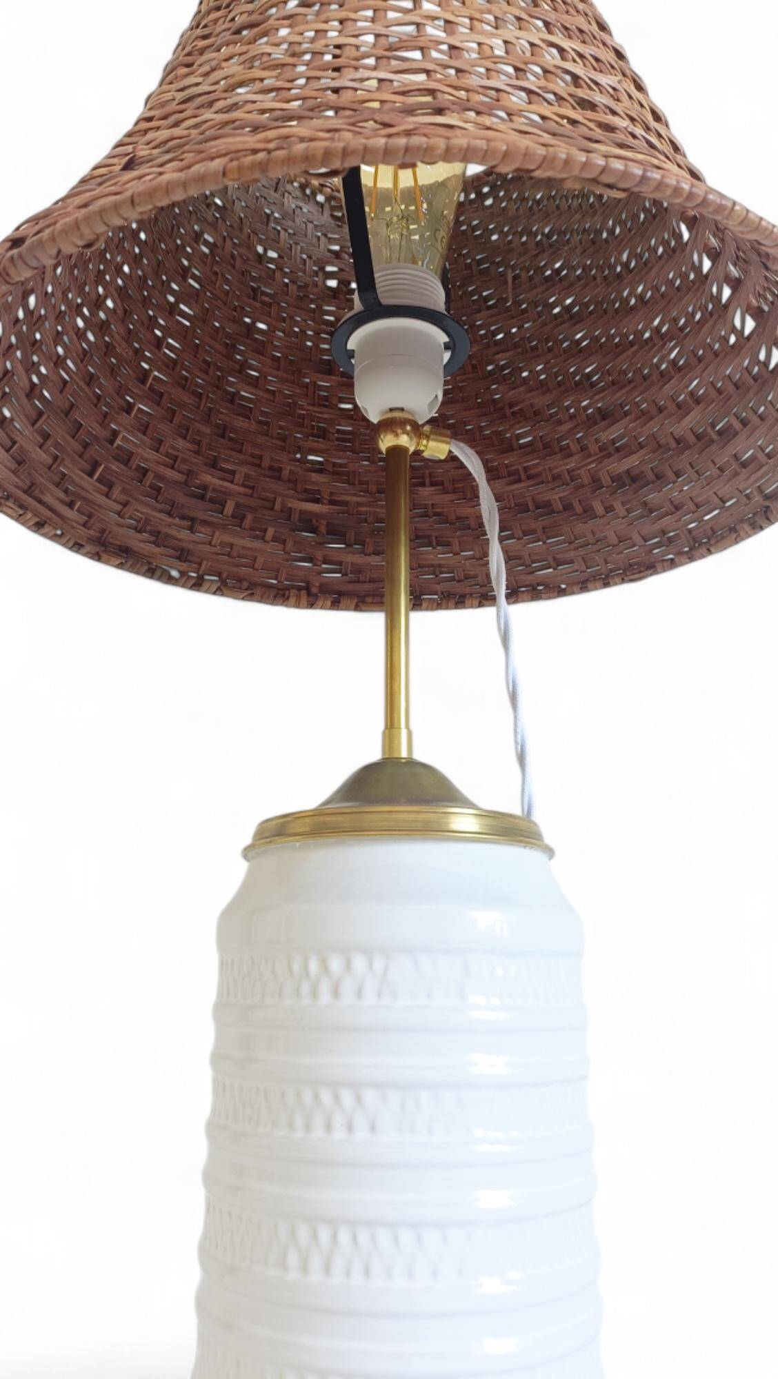 Midcentury Ceramic and Brass Table Lamp by Carstens Tönnieshof, 1960s