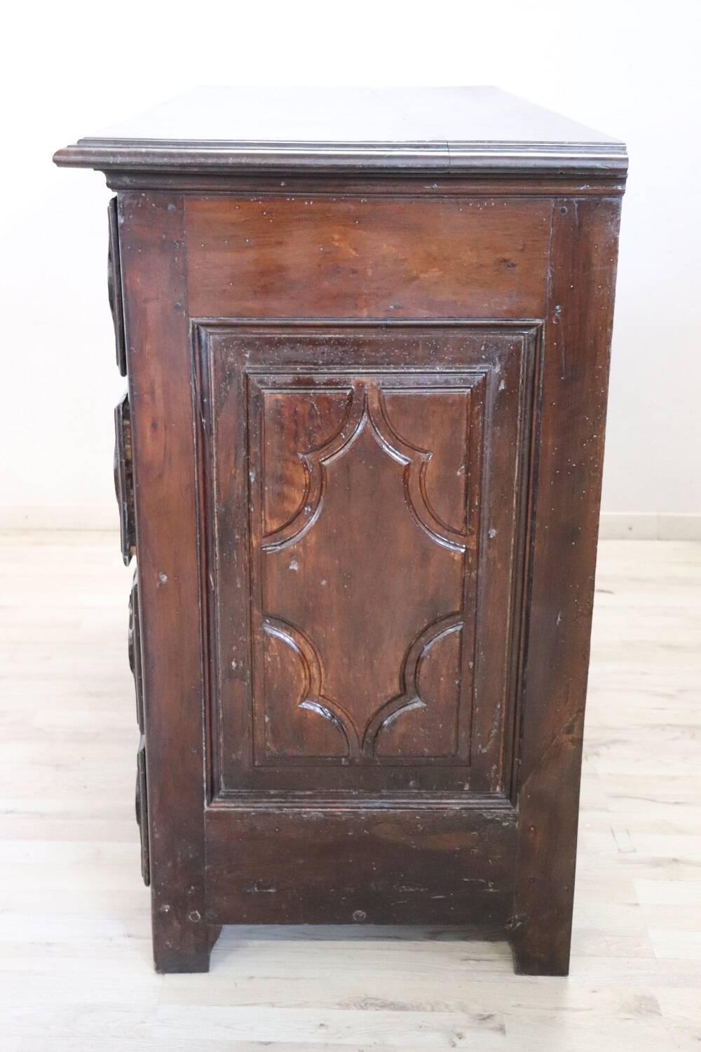 Antique Carved Walnut Chest of Drawers, 17th Century