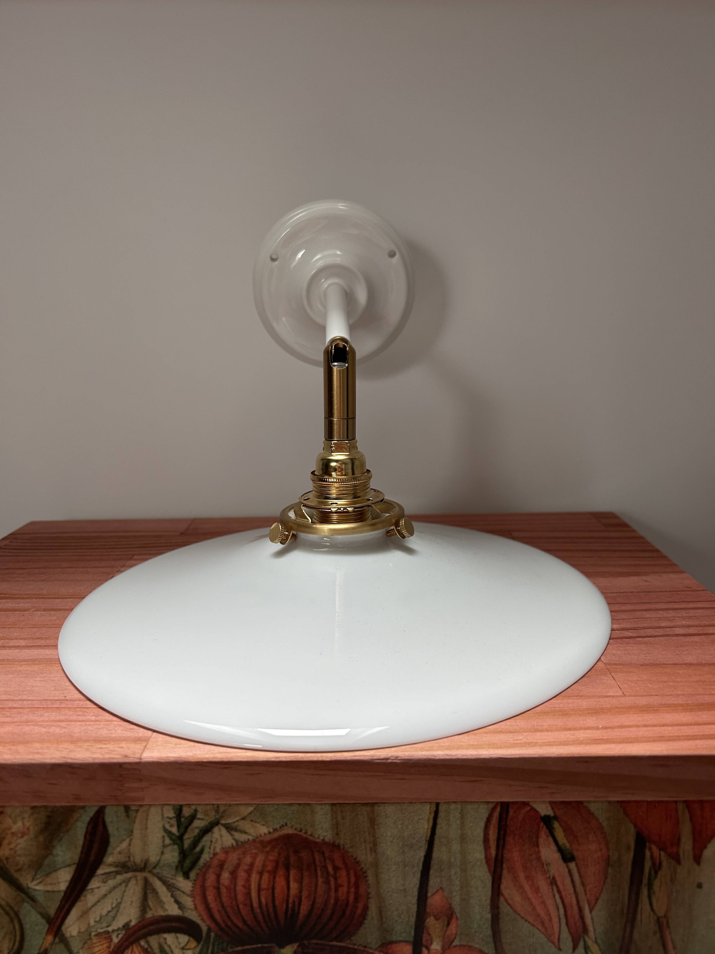 Vintage white opaline wall light